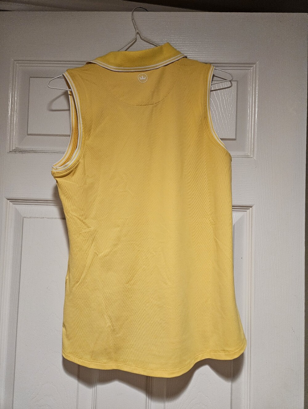 Sleeveless Polo Tank Peter Millar Women's Lemon Drop /White Canter Top in Yellow - Picture 4 of 6